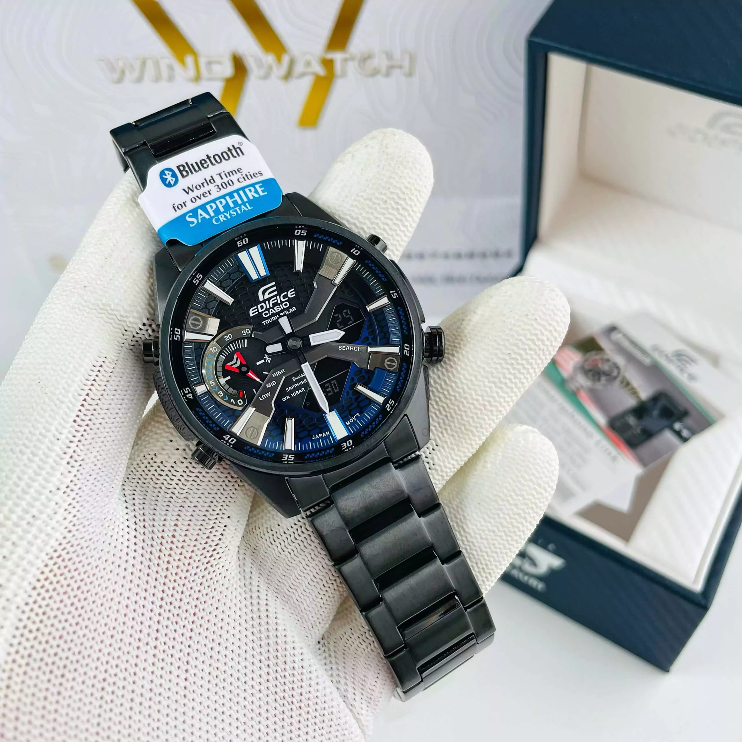 EDIFICE ECB-S100DC-2A | KÍNH SAPPHIRE - PIN NĂNG LƯỢNG MẶT TRỜI - BLUETOOTH 4 ĐỒNG HỒ NAM CASIO EDIFICE ECB-S100D-2A
