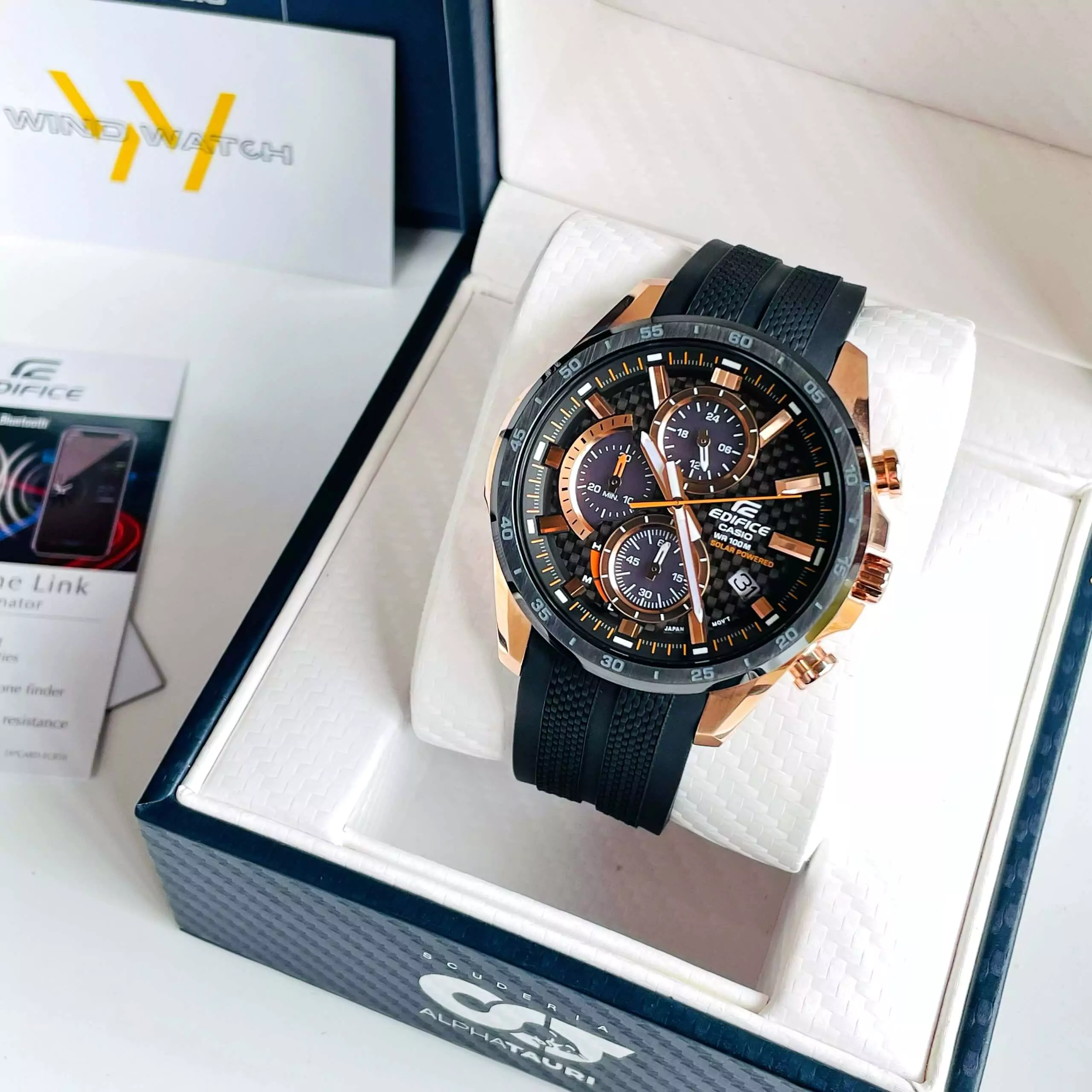 EDIFICE EQS-900PB-1AV | PIN NĂNG LƯỢNG MẶT TRỜI 2 ĐỒNG HỒ NAM CASIO EDIFICE EQS-900PB-1A