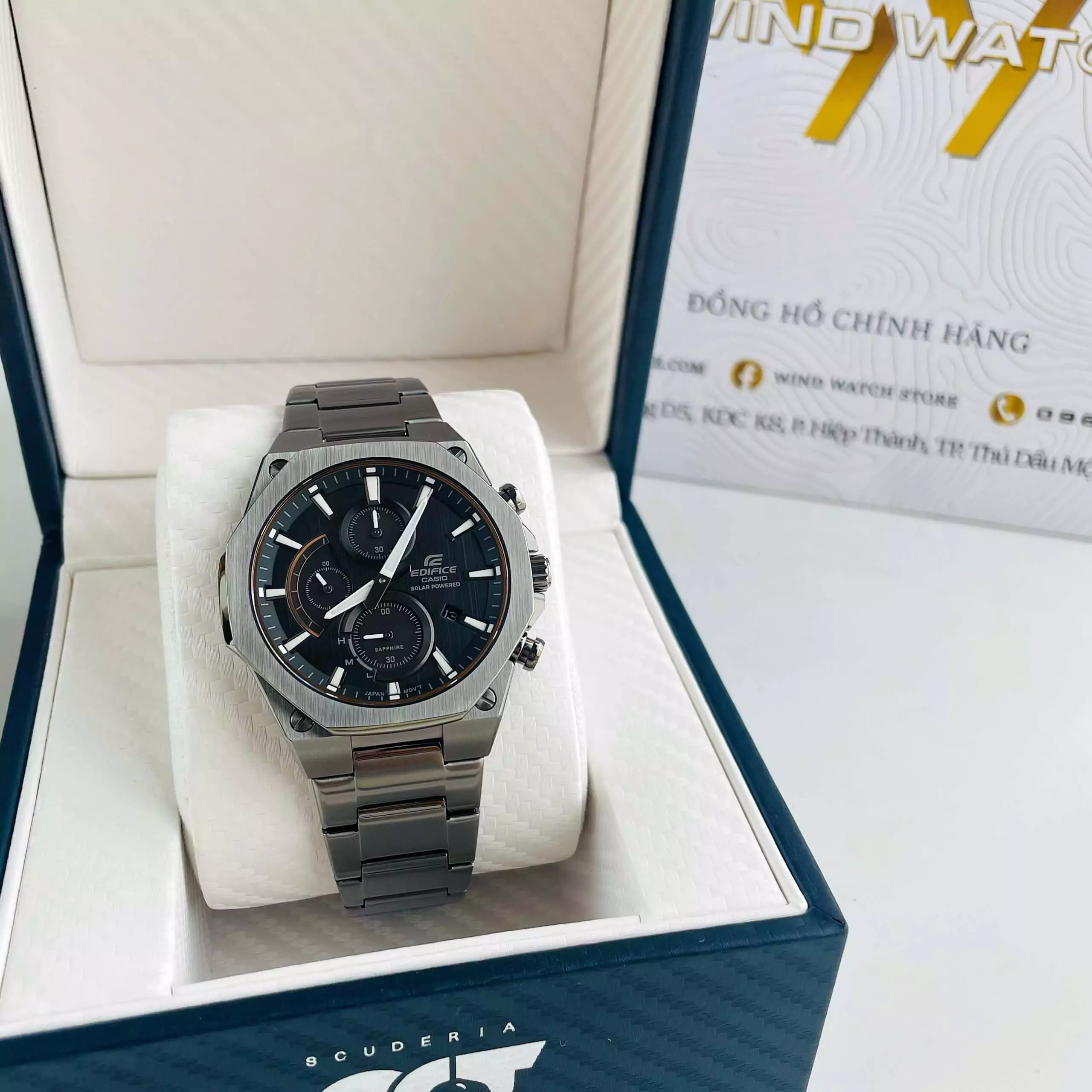EDIFICE EFS-S570DC-1AVUDF | KÍNH SAPPHIRE - PIN NĂNG LƯỢNG MẶT TRỜI 2 ĐỒNG HỒ NAM CASIO EDIFICE EFS-S570DC-1A