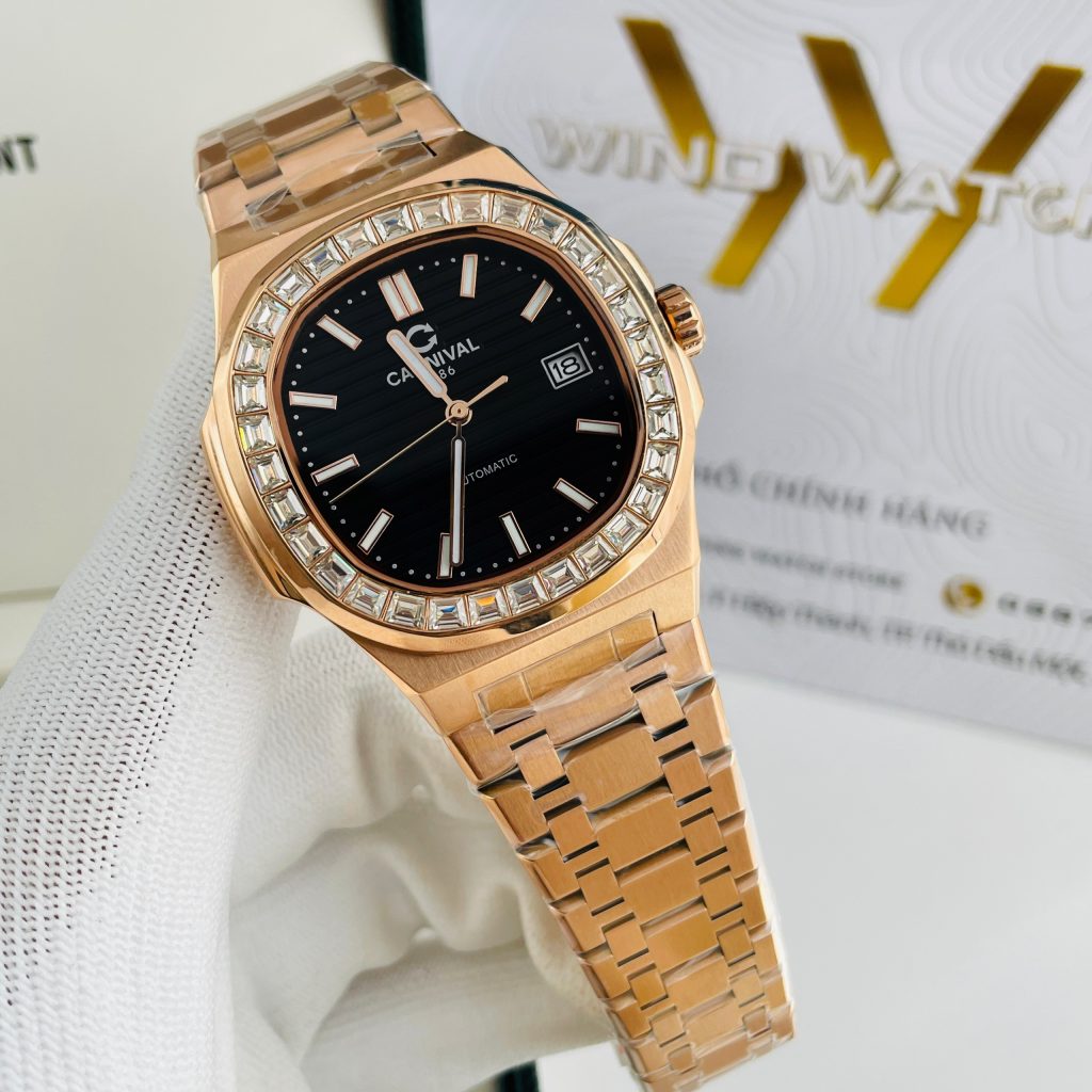 CARNIVAL 8108G-VH-D AUTOMATIC - KÍNH SAPPHIRE 14 carnival 8108g dây kim loại