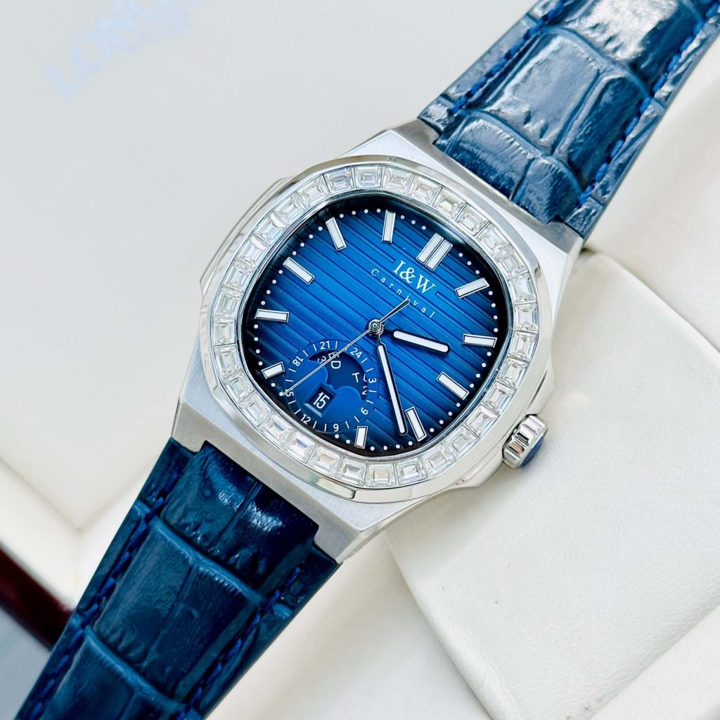 Carnival I&W 735G - Dây Da - Mặt Xanh - Kính Sapphire 10 Đồng Hồ Nam Carnival I&W 735G Dây Da sang trọng - lịch lãm