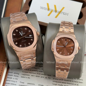 Đồng hồ Cặp Carnival 8160 Rosegold Mặt Nâu