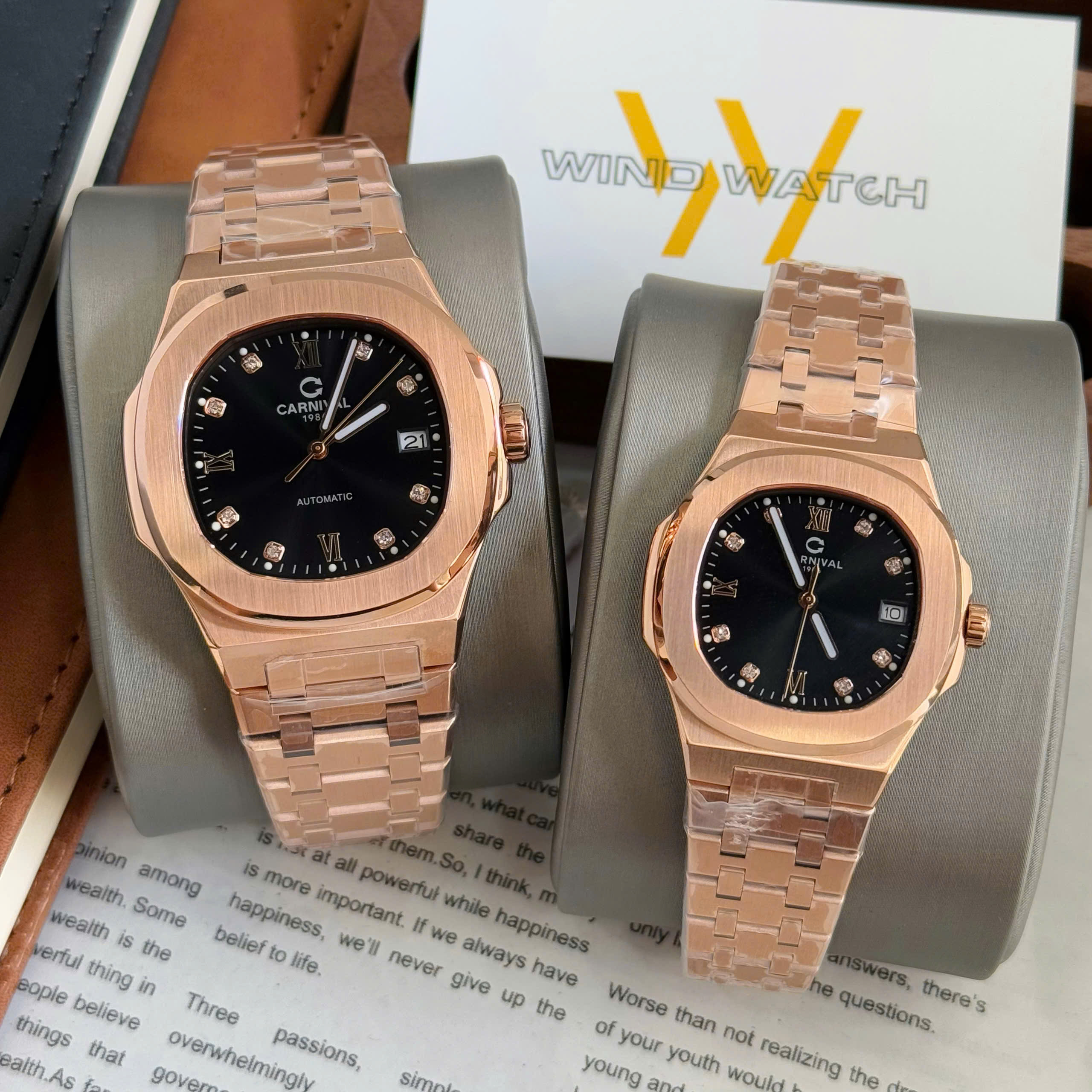 CARNIVAL COUPLE 8160-VH-D 14 Đồng hồ Cặp Carnival 8160 Rosegold Mặt Đen