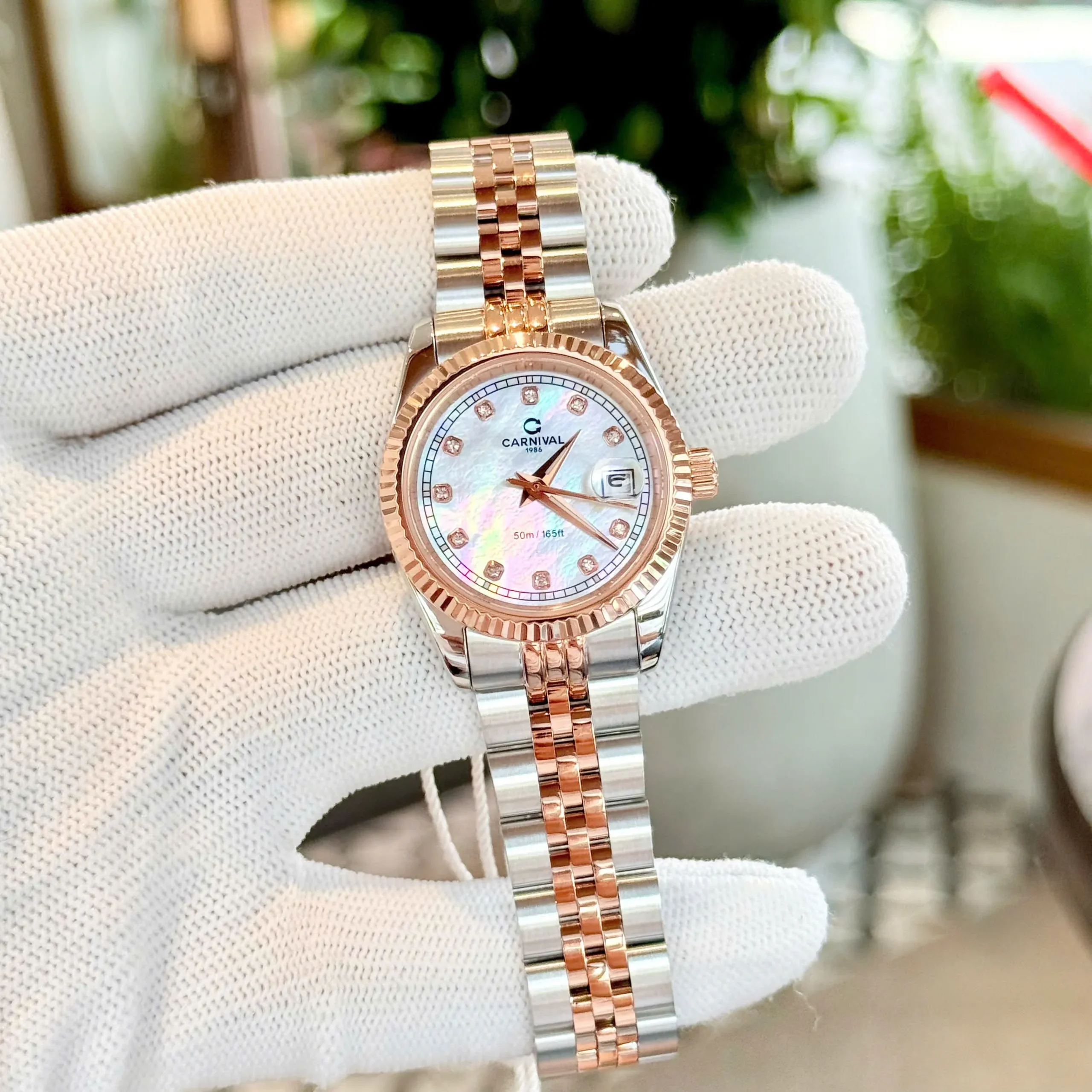 CARNIVAL 8131L-CH-TK XÀ CỪ TRẮNG 2 Đồng Hồ Carnival Nữ 8131L-CH-TK Xà cừ trắng