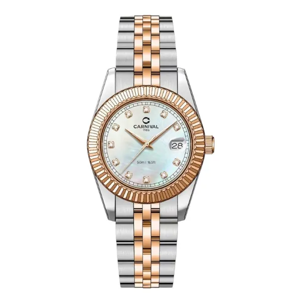 CARNIVAL 8131L-CH-TK XÀ CỪ TRẮNG 1 Đồng Hồ Carnival Nữ 8131L-CH-TK Xà cừ trắng