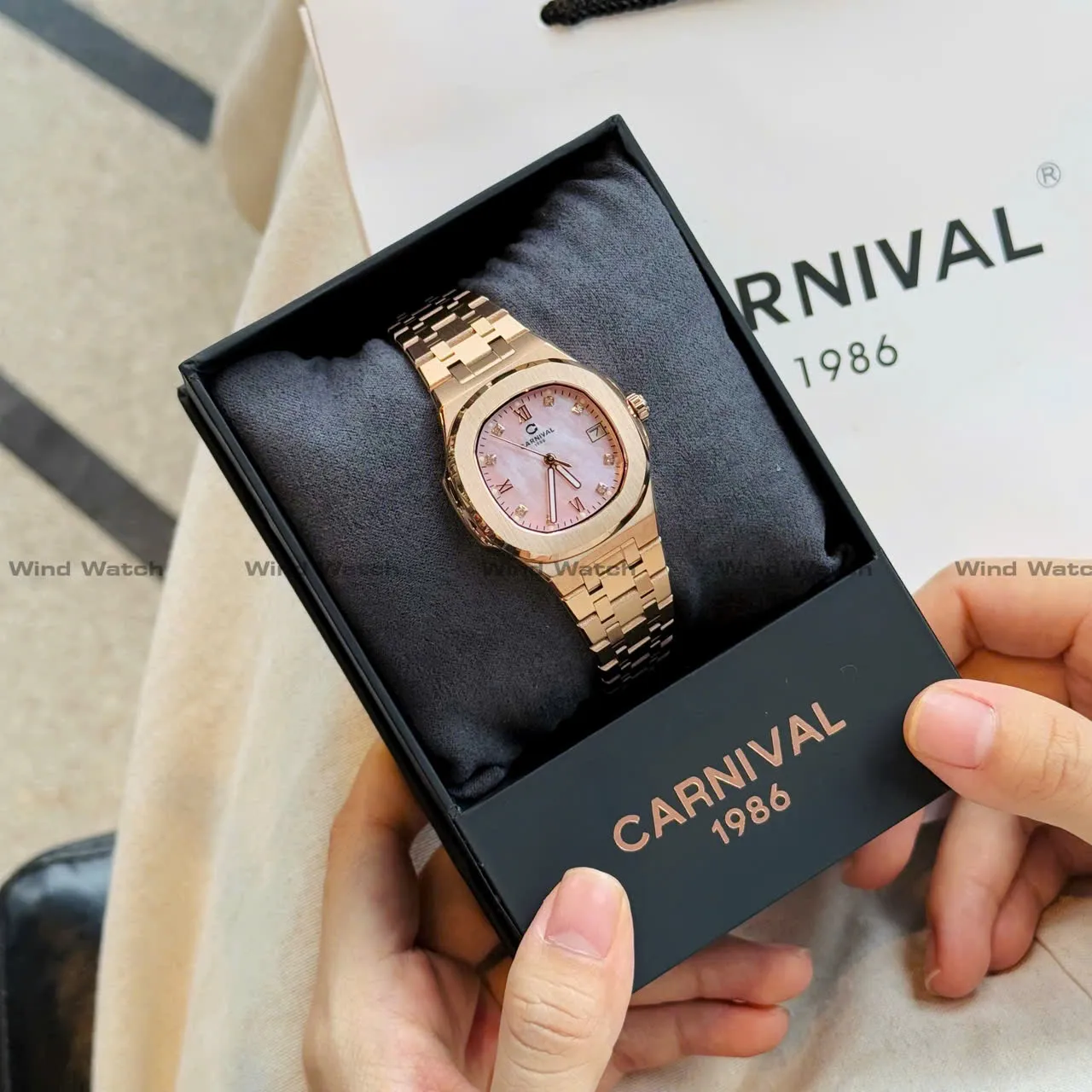 CARNIVAL 8160L-VH-HK (Xà Cừ Hồng) 2 Đồng Hồ Carnival Nữ 8160L-VH-XCH Xà Cừ Hồng